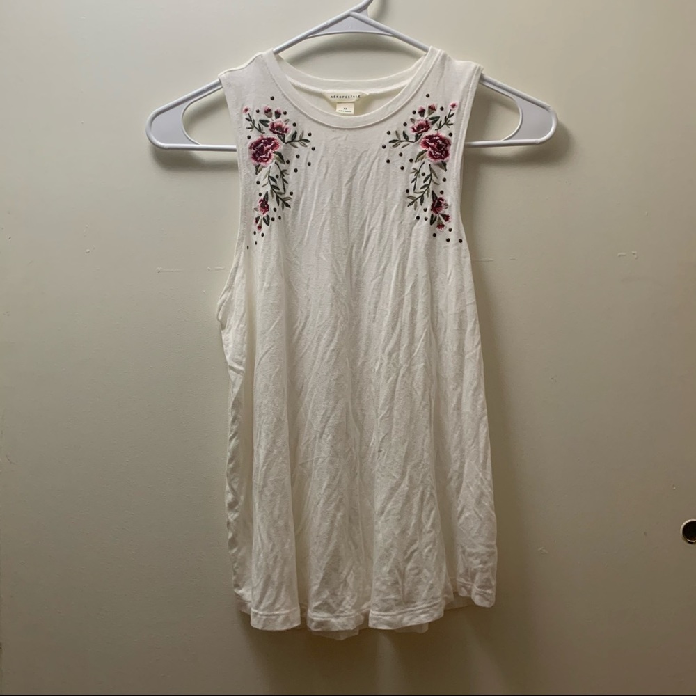 White embroidered tank